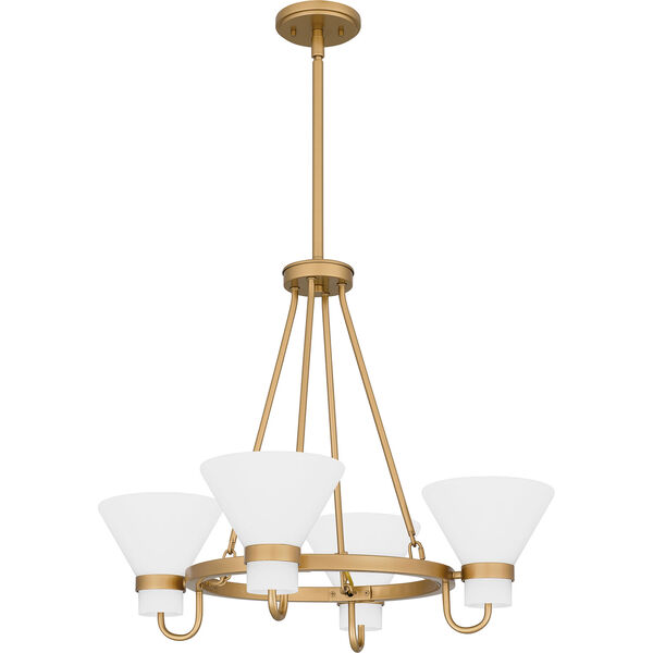 Marigold Painted Weathered Brass Four-Light Chandelier, image 4