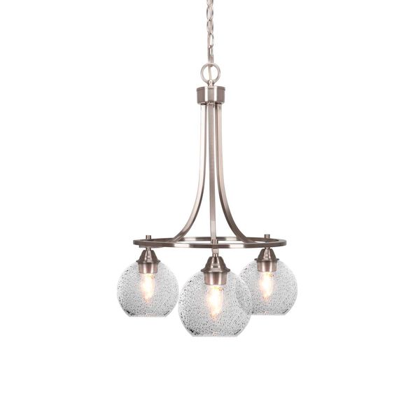 Paramount Brushed Nickel Three-Light Chandelier with Six-Inch Smoke Bubble Dome Glass, image 1