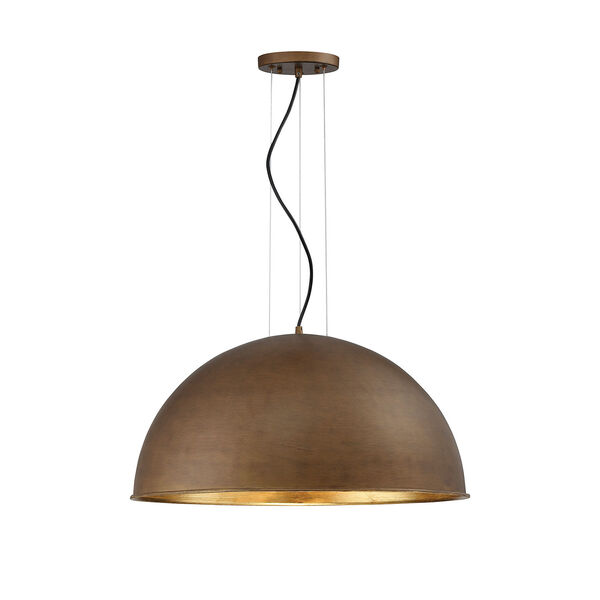 Sommerton Rubbed Bronze with Gold Leaf Three-Light Pendant, image 1