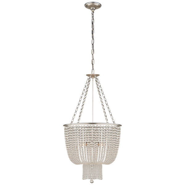 Jacqueline Chandelier in Burnished Silver Leaf with Clear Glass by AERIN, image 1
