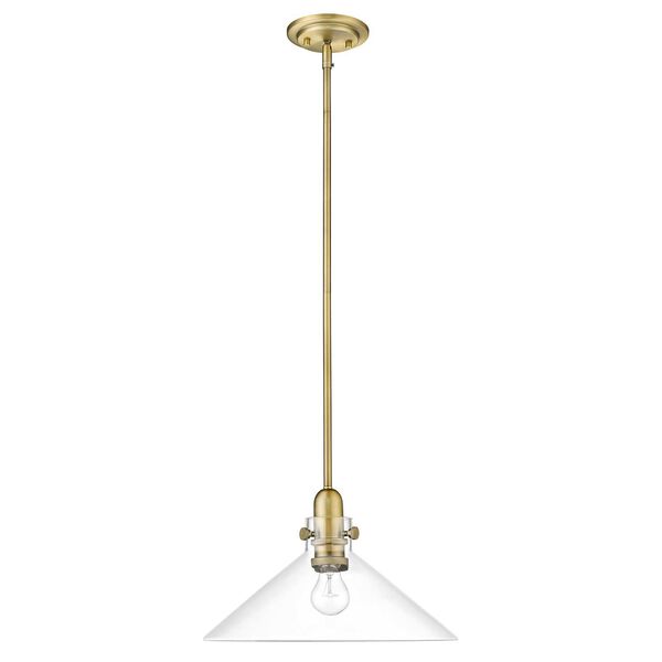 Dwyer Antique Brass One-Light Pendant with Clear Glass, image 2