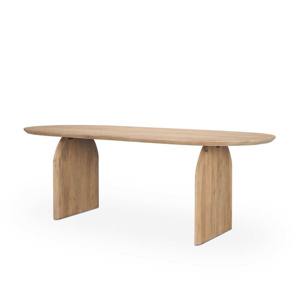 Isla Oval Light Brown Wood Top and Arched Legs Dining Table, image 1