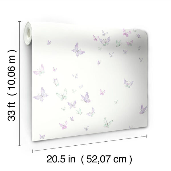 A Perfect World Purple Watercolor Butterflies Wallpaper - SAMPLE SWATCH ONLY, image 4
