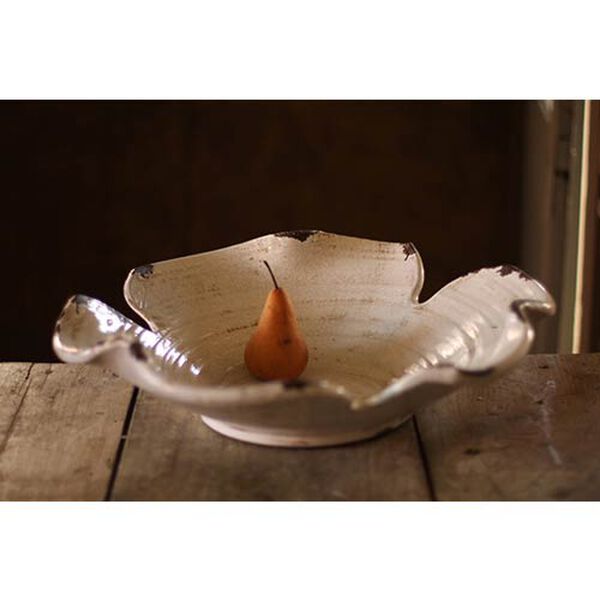 White Giant Ceramic Leaf Bowl, image 1
