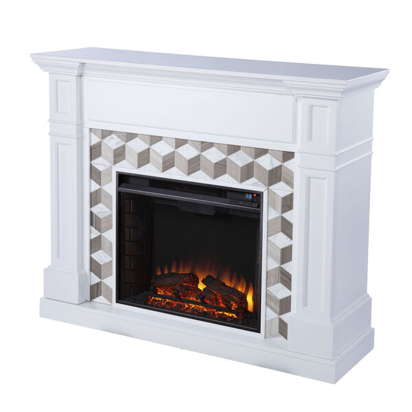 Darvingmore White Electric Fireplace with Marble Surround, image 5