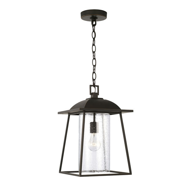 Durham Oiled Bronze One-Light Outdoor Hanging Lantern Pendant with Clear Seeded Glass, image 1