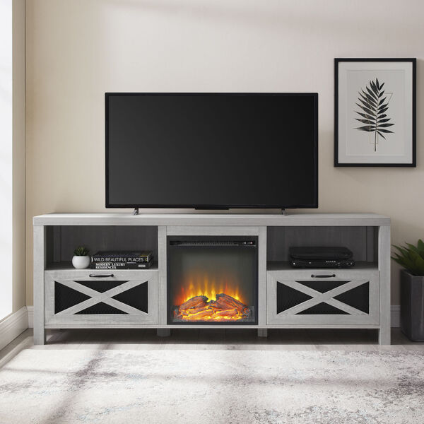 Abilene Stone Gray Fireplace TV Stand, image 1