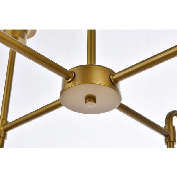 Hanson Brass and Frosted Shade Eight-Light Pendant, image 4