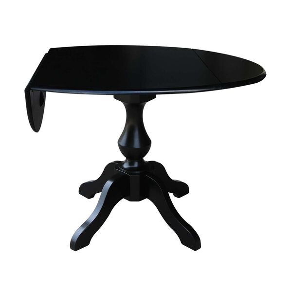 Black 30-Inch High Round Pedestal Dual Drop Leaf Dining Table, image 2