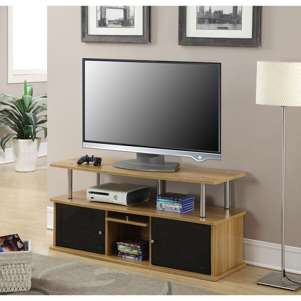 Designs2Go Light Oak 3 Cabinet TV Stand, image 3