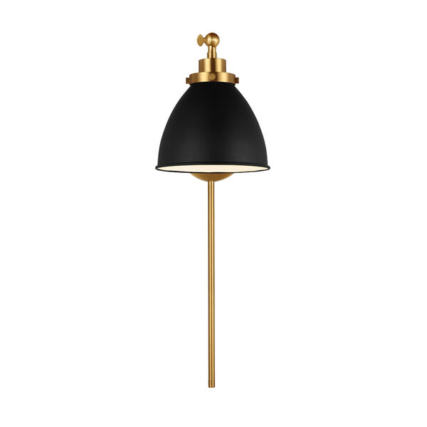Wellfleet Midnight Black and Burnished Brass One-Light Single Arm Dome Task Sconce, image 6