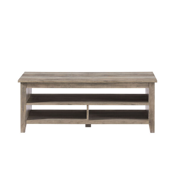 Groove Gray Wash Grooved Panel Coffee Table with Lower Shelf, image 2