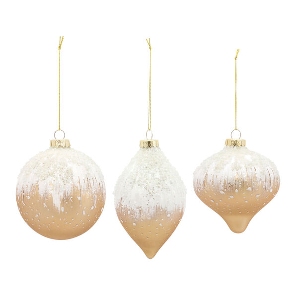 Gold Three-Design Glass Ball Ornament, Set of Six, image 1