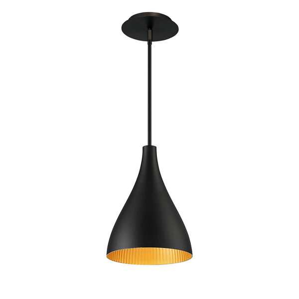Copa Black Gold Ribbed 12-Inch LED Outdoor Pendant, image 1