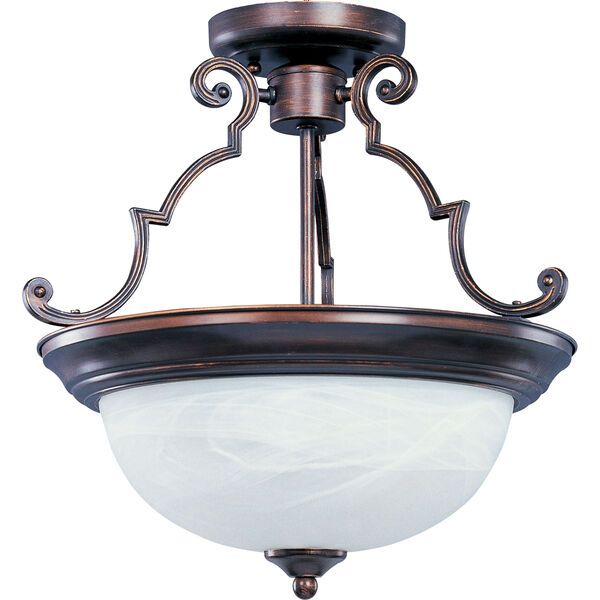 Maxim Oil Rubbed Bronze Two-Light Semi-Flush with Marble Glass, image 1