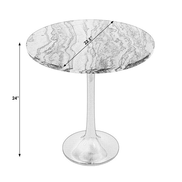 Paxton Gray Black White Round Marble Accent Table, image 2