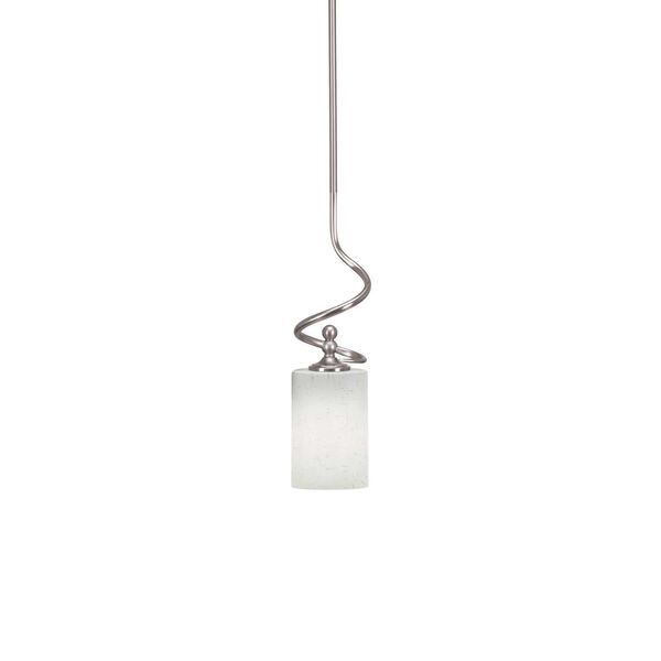 Capri Brushed Nickel One-Light Mini Pendant with White Cylinder Muslin Glass, image 1
