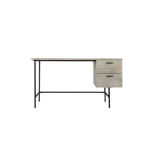 Avery Ash White and Textured Black Industrial Two Drawer Desk, image 5