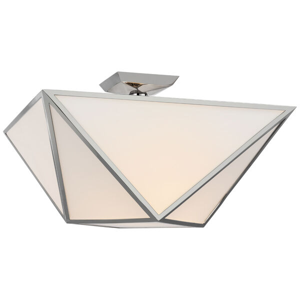 Lorino Large Semi-Flush Mount in Polished Nickel with White Glass by Julie Neill, image 1