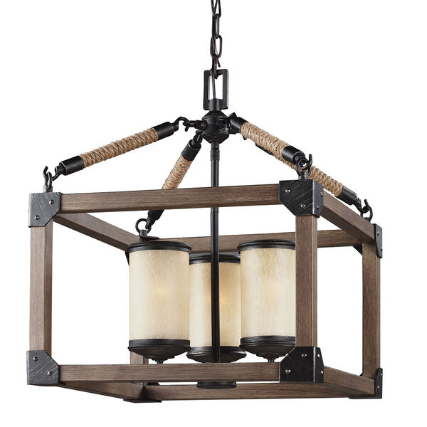 Dunning Stardust Three-Light  Chandelier with Creme Parchment Glass, image 1