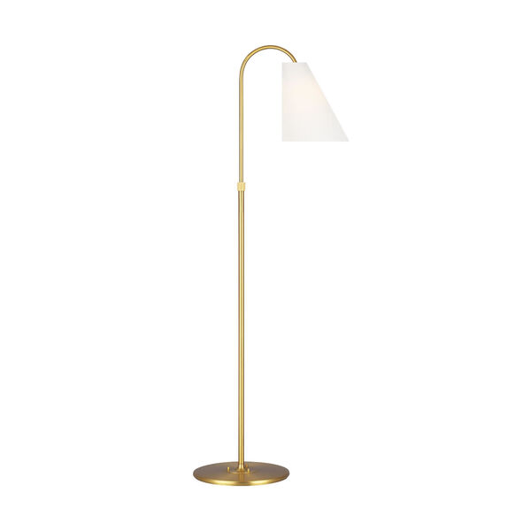 Signoret Burnished Brass and White One-Light Task Floor Lamp, image 1