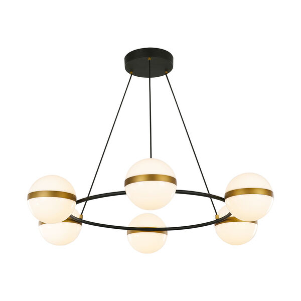 Tagliato Matte Black and Satin Gold 36-Inch Integrated LED Chandelier, image 1