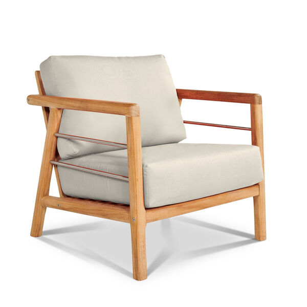 Aalto Natural Teak Deep Seating Outdoor Club Chair with Sunbrella Canvas Cushion, image 1