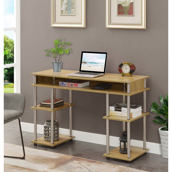 Designs2Go English Oak Student Desk with Shelves, image 2