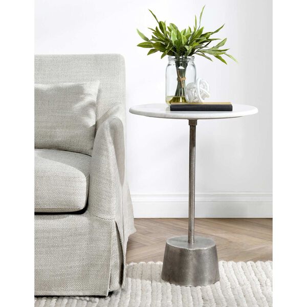Santo White and Silver End Table, image 2