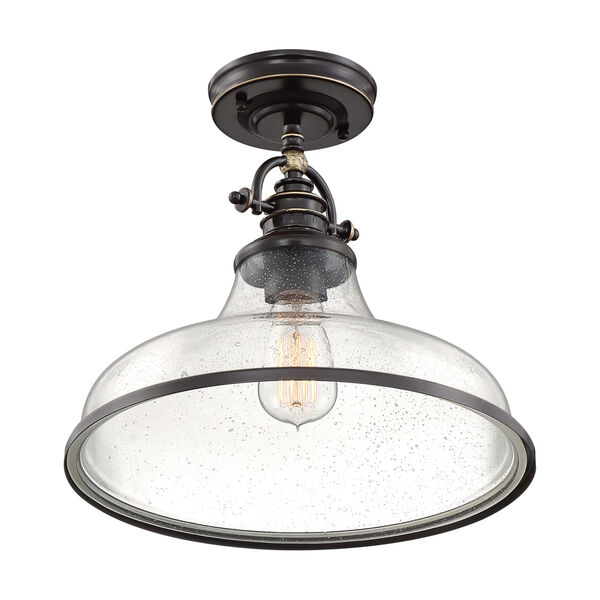 Grant Palladian Bronze 14-Inch One-Light Semi-Flush Mount with Clear Seeded Glass, image 4