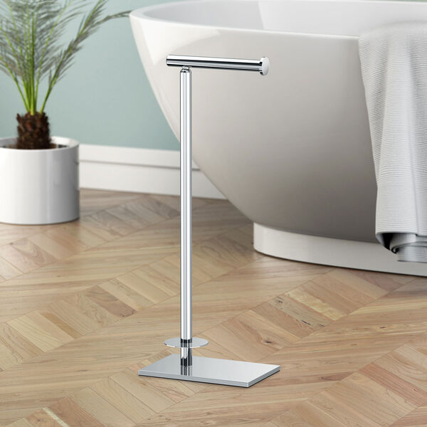 Modern Square Base Tissue Holder Stand With Storage Chrome, image 3