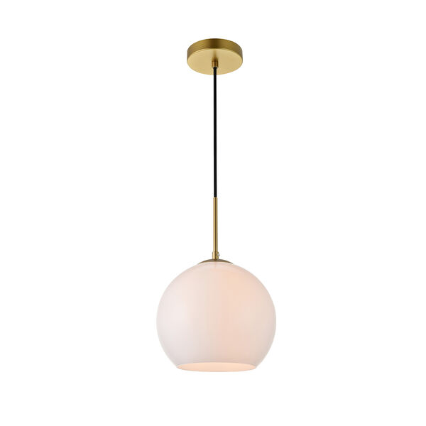 Baxter Brass and Frosted White Nine-Inch One-Light Mini Pendant, image 3