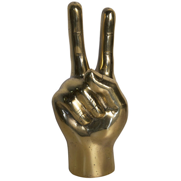 Brass Peace Sign Figurine, image 1