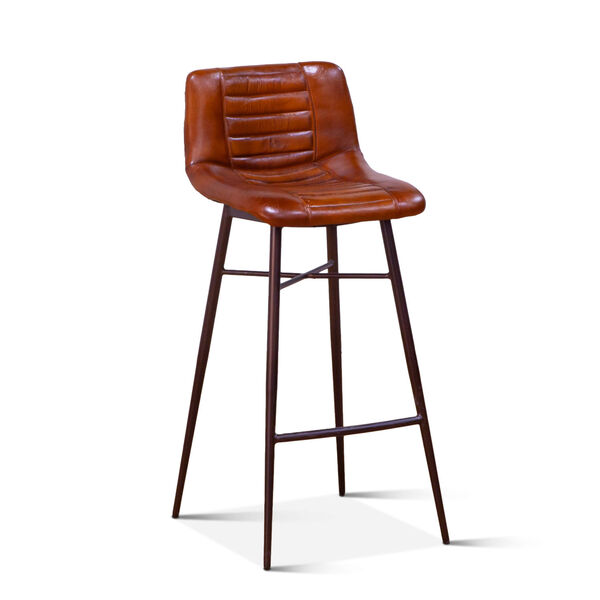 Hudson Brown Low Back Leather Bar Chair, image 2