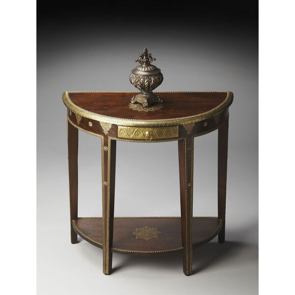 Ranthore Brass Demilune Console Table, image 1