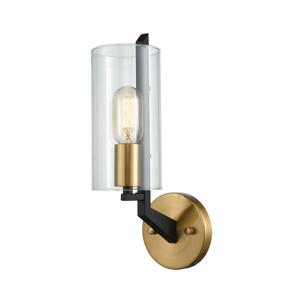Blakeslee Matte Black and Satin Brass One-Light Wall Sconce, image 1