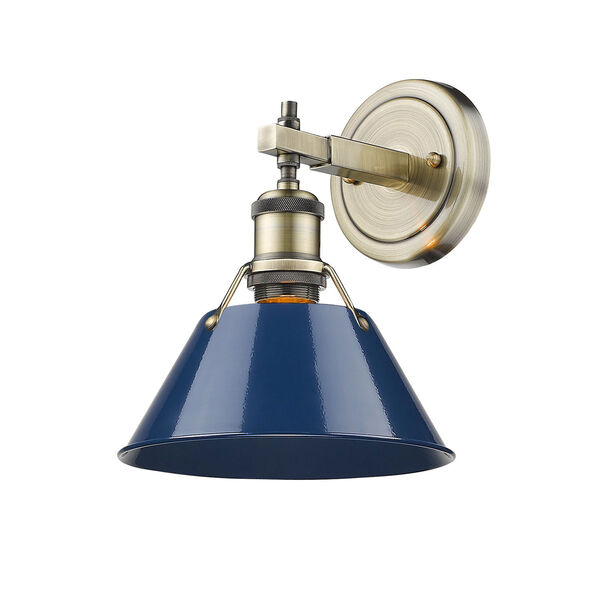 Orwell Aged Brass One-Light Bath Vanity with Navy Blue Shade, image 2
