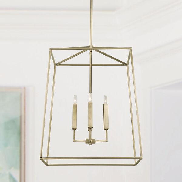 Thea Aged Brass 78-Inch Four-Light Foyer Pendant, image 2