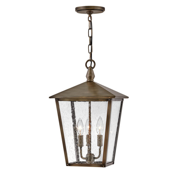 Huntersfield Burnished Bronze Three-Light Outdoor Pendant With Clear Seedy Glass, image 1