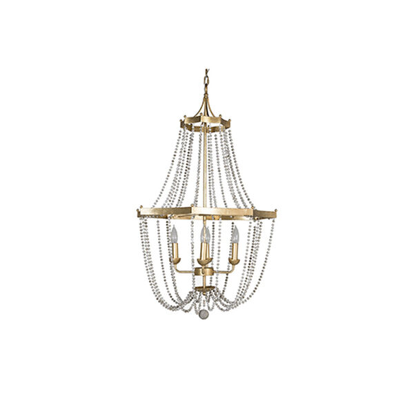 Whitney Vintage Gold and Antique White Four-Light Chandelier, image 1