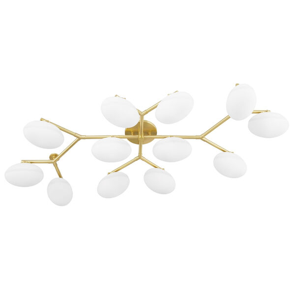 Wagner Aged Brass 12-Light Semi-Flush Mount with Opal Glass, image 1