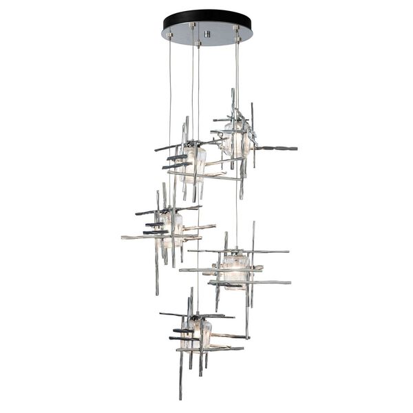 Tura Sterling Five-Light Pendant with Seeded Clear Glass, image 2