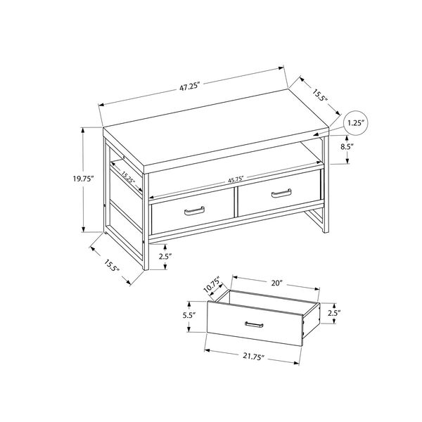 Black TV Stand with Two Drawers, image 4