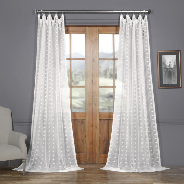 Dot Patterned Linen Sheer Curtain Single Panel, image 1