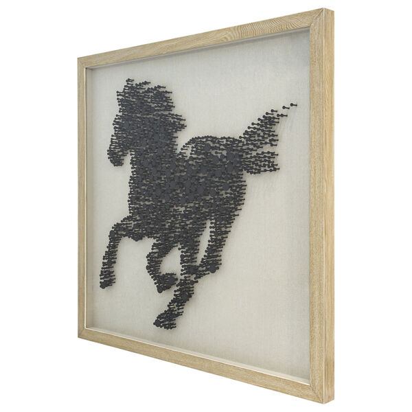 Black and Wood 47-Inch Steeds Silhouette Wall Art, image 2