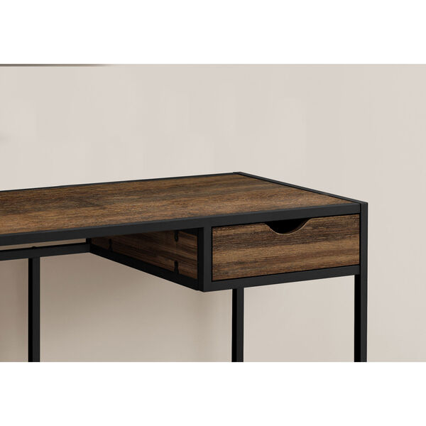 Black and Brown Reclaimed Wood Rectangular Computer Desk, image 3