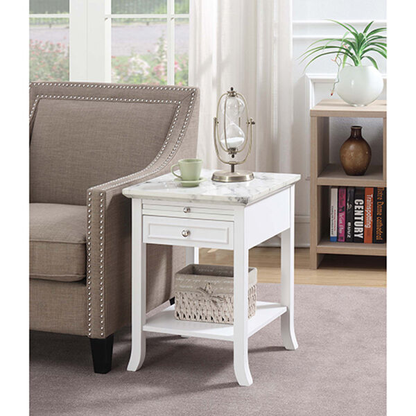 American Heritage Logan White End Table with Drawer and Slide, image 3