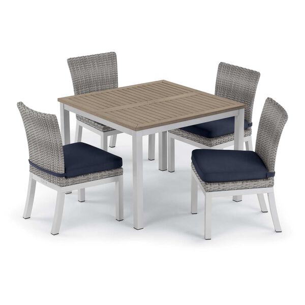 Travira and Argento Midnight Blue Five-Piece Outdoor Dining Table and Side Chair Set, image 1