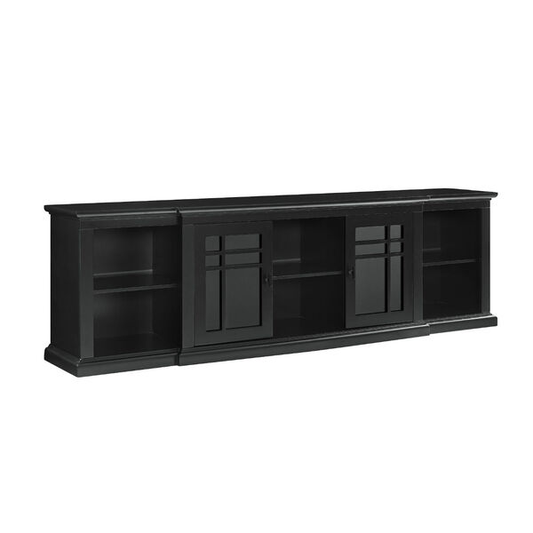 Mateo Black Glass Door Storage TV Stand, image 1