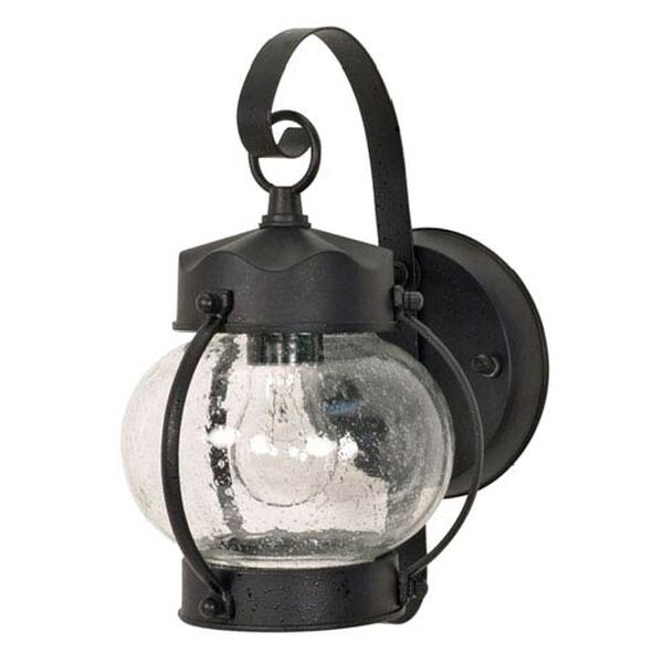 Textured Black One-Light Outdoor Wall Mount with Clear Seed Glass, image 1